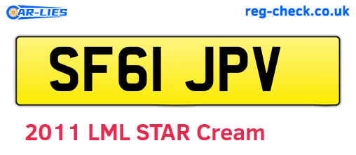 SF61JPV are the vehicle registration plates.