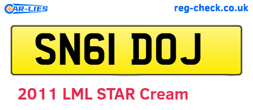 SN61DOJ are the vehicle registration plates.