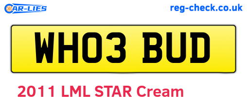 WH03BUD are the vehicle registration plates.