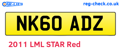 NK60ADZ are the vehicle registration plates.