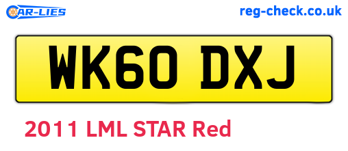 WK60DXJ are the vehicle registration plates.