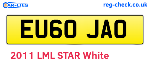 EU60JAO are the vehicle registration plates.