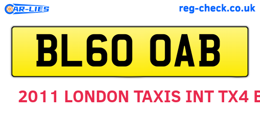 BL60OAB are the vehicle registration plates.