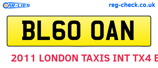 BL60OAN are the vehicle registration plates.
