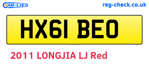 HX61BEO are the vehicle registration plates.