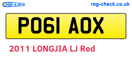 PO61AOX are the vehicle registration plates.
