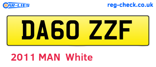 DA60ZZF are the vehicle registration plates.