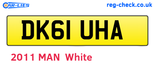 DK61UHA are the vehicle registration plates.