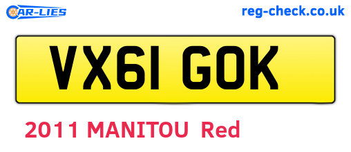 VX61GOK are the vehicle registration plates.