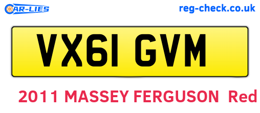 VX61GVM are the vehicle registration plates.