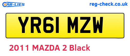 YR61MZW are the vehicle registration plates.