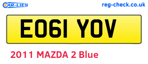 EO61YOV are the vehicle registration plates.