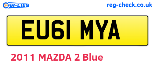 EU61MYA are the vehicle registration plates.