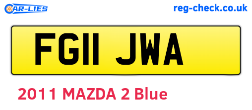 FG11JWA are the vehicle registration plates.