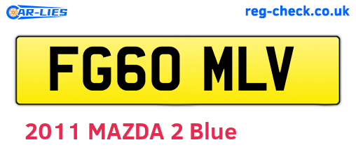 FG60MLV are the vehicle registration plates.