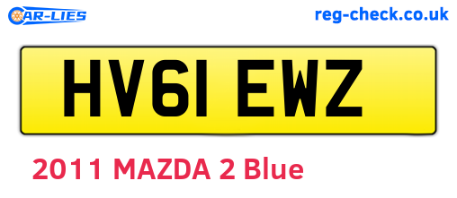 HV61EWZ are the vehicle registration plates.