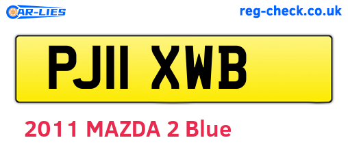 PJ11XWB are the vehicle registration plates.