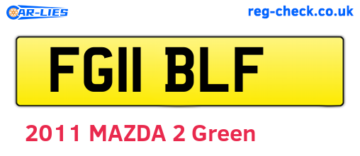FG11BLF are the vehicle registration plates.