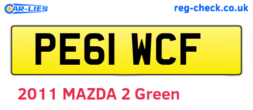 PE61WCF are the vehicle registration plates.