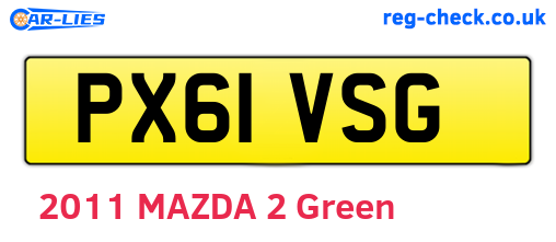 PX61VSG are the vehicle registration plates.