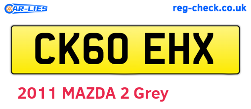 CK60EHX are the vehicle registration plates.