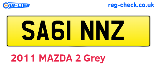 SA61NNZ are the vehicle registration plates.