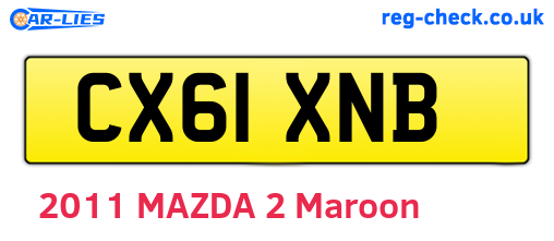 CX61XNB are the vehicle registration plates.