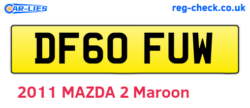 DF60FUW are the vehicle registration plates.