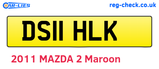 DS11HLK are the vehicle registration plates.
