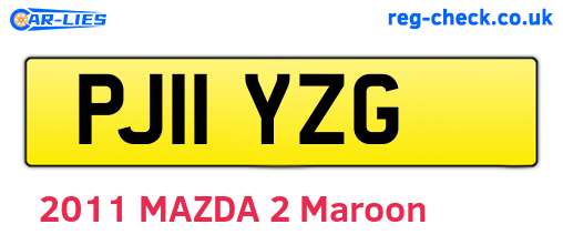 PJ11YZG are the vehicle registration plates.