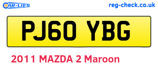 PJ60YBG are the vehicle registration plates.