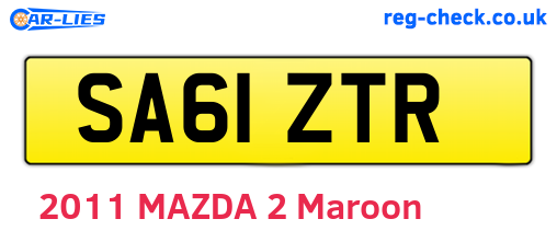 SA61ZTR are the vehicle registration plates.