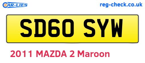 SD60SYW are the vehicle registration plates.