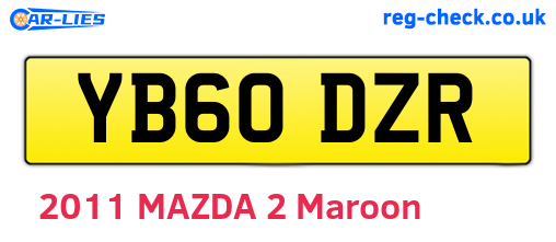 YB60DZR are the vehicle registration plates.