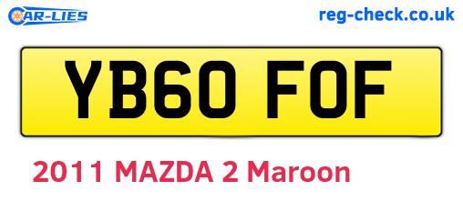YB60FOF are the vehicle registration plates.