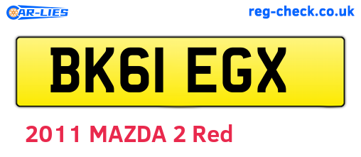 BK61EGX are the vehicle registration plates.