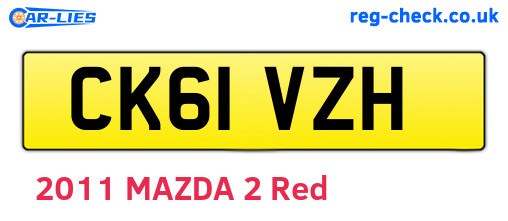 CK61VZH are the vehicle registration plates.