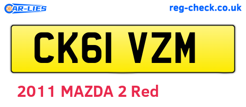 CK61VZM are the vehicle registration plates.
