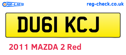 DU61KCJ are the vehicle registration plates.