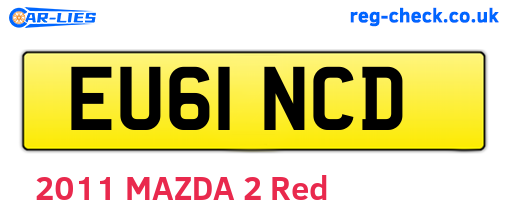 EU61NCD are the vehicle registration plates.