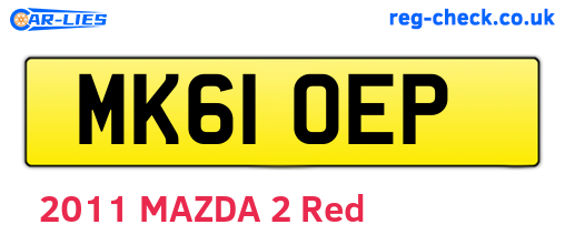 MK61OEP are the vehicle registration plates.