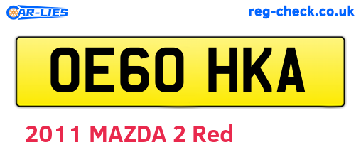 OE60HKA are the vehicle registration plates.