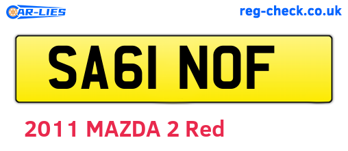 SA61NOF are the vehicle registration plates.