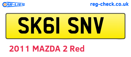 SK61SNV are the vehicle registration plates.