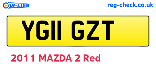YG11GZT are the vehicle registration plates.