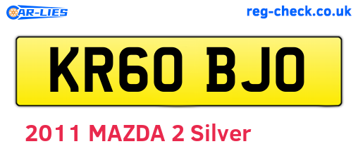 KR60BJO are the vehicle registration plates.