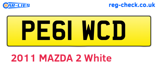 PE61WCD are the vehicle registration plates.
