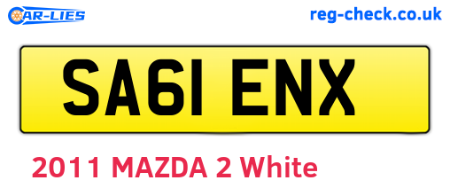 SA61ENX are the vehicle registration plates.