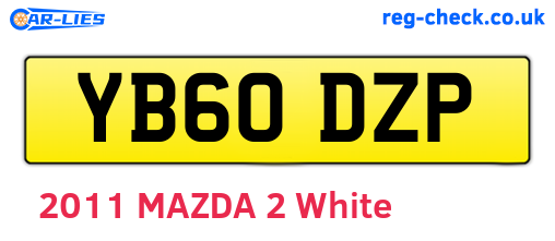 YB60DZP are the vehicle registration plates.