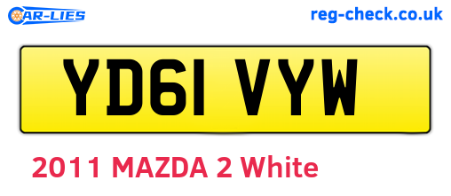 YD61VYW are the vehicle registration plates.